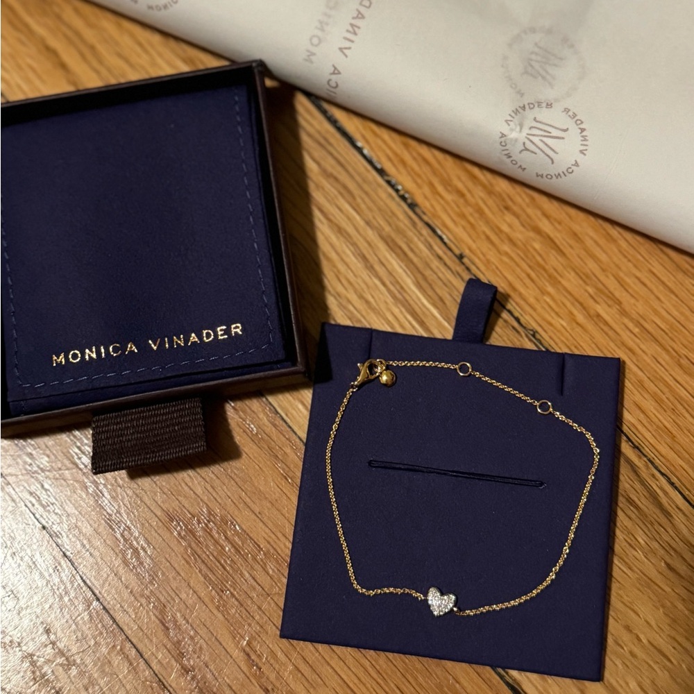 Monica Vinader - Lab Grown Diamond Heart Chain Bracelet - Picture 5 of 5